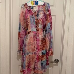 Johnny Was Pink and Blue Floral Dress